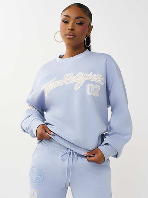 True Religion Sweater Boyfriend Pullover Brunnera Blue