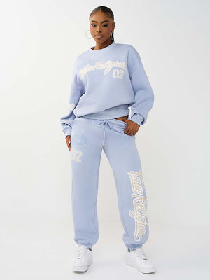 True Religion Sweater Boyfriend Pullover Brunnera Blue