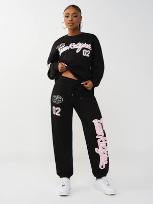 True Religion Jogger Fleece Boyfriend Jet Black