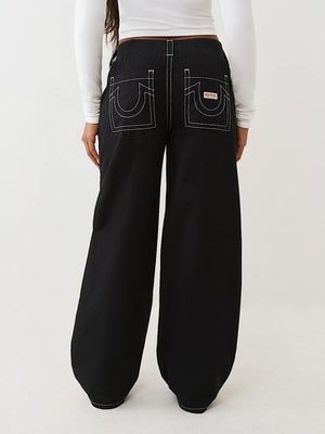 True Religion Pants Ripstop Tapered Baggy Jet Black
