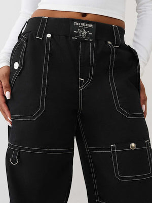 True Religion Pants Ripstop Tapered Baggy Jet Black