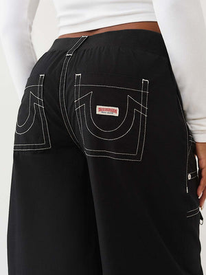 True Religion Pants Ripstop Tapered Baggy Jet Black