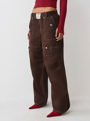 True Religion Pants Ripstop Tapered Baggy Chicory Coffee