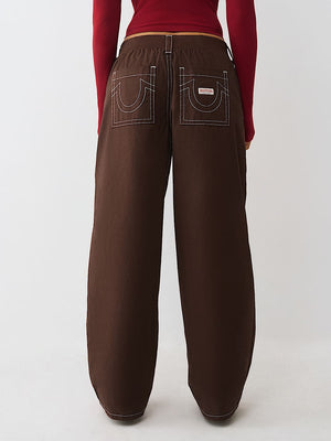 True Religion Pants Ripstop Tapered Baggy Chicory Coffee