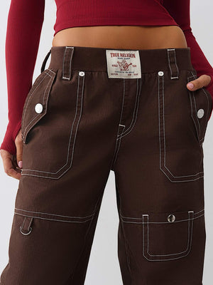 True Religion Pants Ripstop Tapered Baggy Chicory Coffee