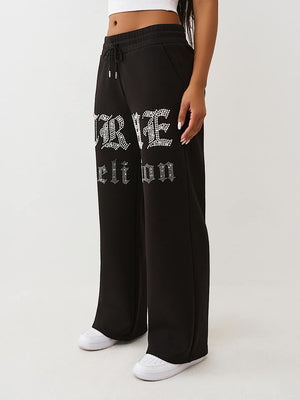 True Religion Pants Crystal Wide Leg Jet Black