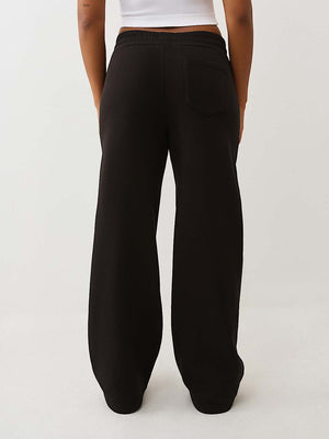 True Religion Pants Crystal Wide Leg Jet Black