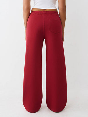 True Religion Pants Crystal Wide Leg Rhubarb Red