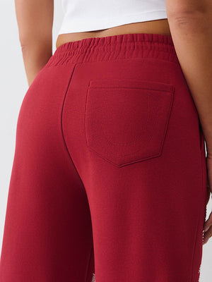 True Religion Pants Crystal Wide Leg Rhubarb Red