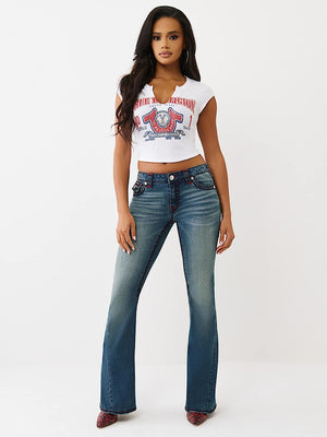 True Religion T-Shirt Distressed Buddha V Notch Ss Optic White