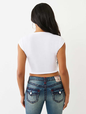 True Religion T-Shirt Distressed Buddha V Notch Ss Optic White