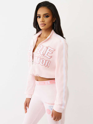 TRUE RELIGION JACKET APPLIQUE JET MARY'S ROSE