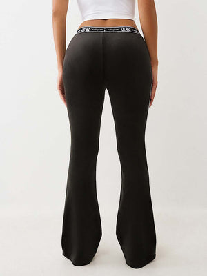 TRUE RELIGION SWEATPANTS VELOUR BOOTCUT JET BLACK