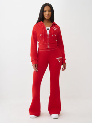 True Religion Hoodie Crystal Wing Shrunken Hood Barbados Cherry