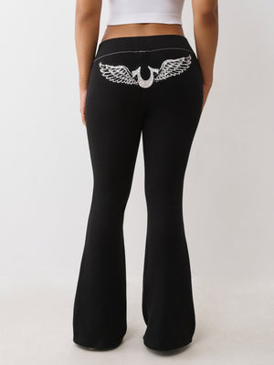 True Religion Sweatpants Crystsl Wing Big T Mr Jet Black