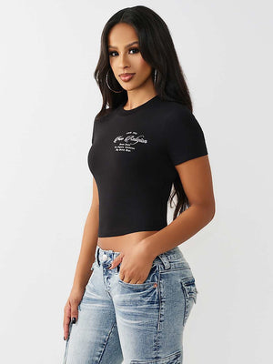 True Religion T-Shirt Crystal Buddha Ss Baby Jet Black
