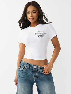True Religion T-Shirt Crystal Buddha Ss Baby Optic White