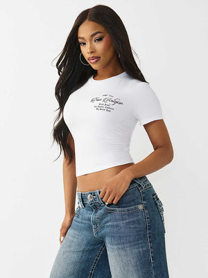 True Religion T-Shirt Crystal Buddha Ss Baby Optic White