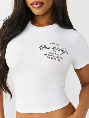 True Religion T-Shirt Crystal Buddha Ss Baby Optic White