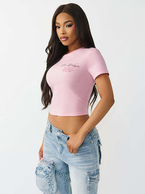 True Religion T-Shirt Crystal Buddha Ss Baby Fairytale Pink