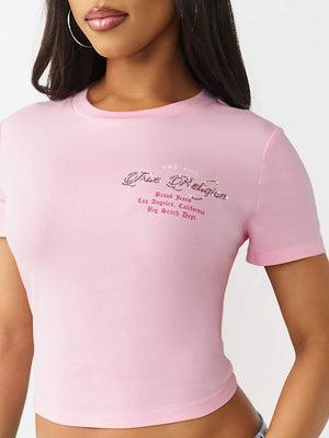 True Religion T-Shirt Crystal Buddha Ss Baby Fairytale Pink