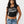 True Religion Top Lace Up Cap Slvs Rib Jet Black