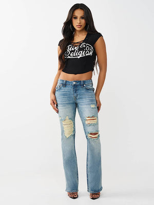True Religion Top Lace Up Cap Slvs Rib Jet Black