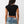 True Religion Top Lace Up Cap Slvs Rib Jet Black