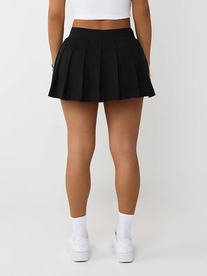 True Religion Skort Pleated Mini Jet Black