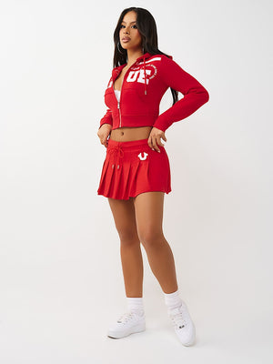 True Religion Skort Pleated Mini Salsa Red