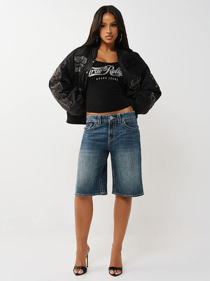 True Religion Jacket Crystal Branded Nylon Jet Black
