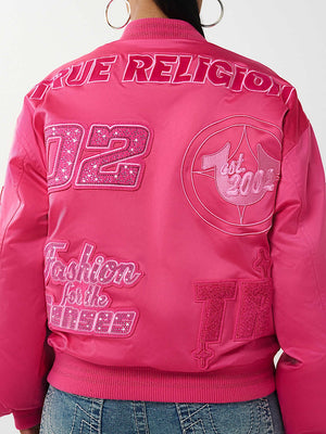True Religion Jacket Crystal Branded Nylon Magenta