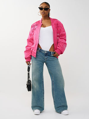 True Religion Jacket Crystal Branded Nylon Magenta