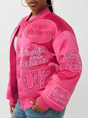 True Religion Jacket Crystal Branded Nylon Magenta