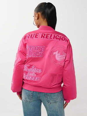 True Religion Jacket Crystal Branded Nylon Magenta