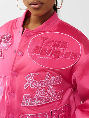 True Religion Jacket Crystal Branded Nylon Magenta