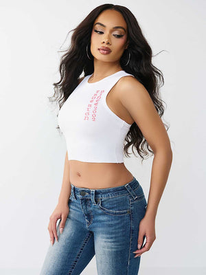 True Religion Top Rib Racer Tank Optic White