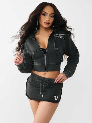 TRUE RELIGION JACKET VINTAGE WASH JET BLACK