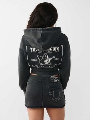 TRUE RELIGION JACKET VINTAGE WASH JET BLACK