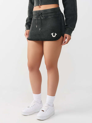 TRUE RELIGION SKIRT MINI VINTAGE WASHED JET BLACK