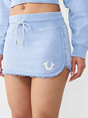 TRUE RELIGION SKIRT MINI VINTAGE WASHED ENDLESS SKY