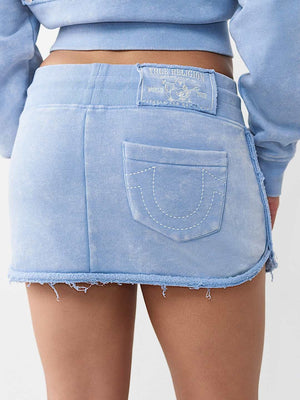 TRUE RELIGION SKIRT MINI VINTAGE WASHED ENDLESS SKY