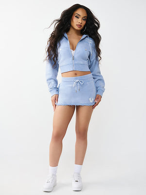 TRUE RELIGION SKIRT MINI VINTAGE WASHED ENDLESS SKY