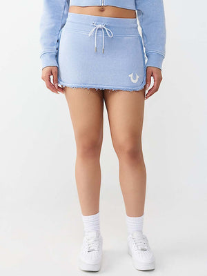 TRUE RELIGION SKIRT MINI VINTAGE WASHED ENDLESS SKY
