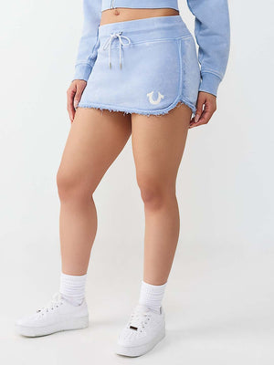 TRUE RELIGION SKIRT MINI VINTAGE WASHED ENDLESS SKY