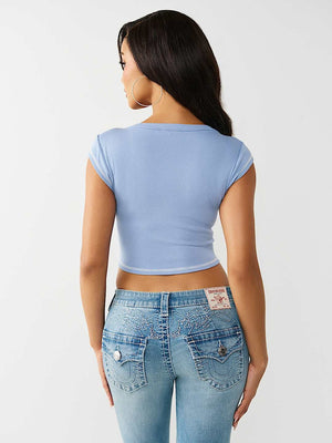 True Religion Top V Notch Rib Endless Sky Blue