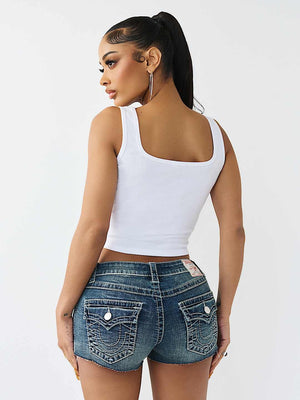 True Religion Top Crystal Printed Rib Tank White