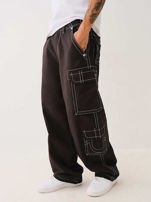 True Religion Big T Cargo Pants Baggy Black-True Religion