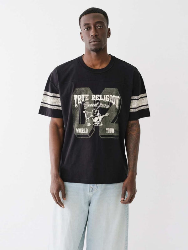 True Religion Oversize T-Shirt Distress Jet Black