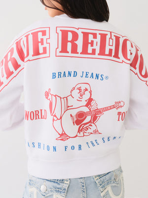 True Religion Anniversary Sweater Ladies Relaxed Optic White-True Religion